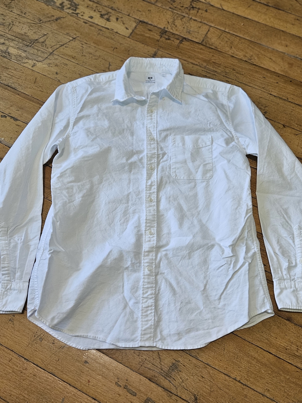 Uniqlo Oxford Long Sleeve Shirt Men’s XL White Slim Fit Button Down Cotton
